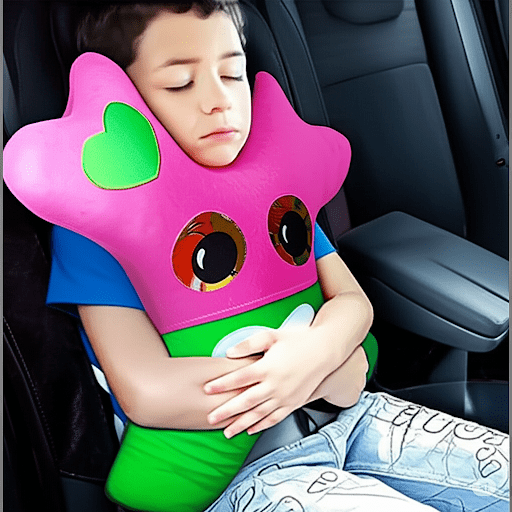 Amiba Monsters Road Trip Headrest Pillow with Pocket and Custom Name