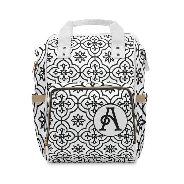 Chic Amiba Logo Diaper Backpack – Modern Black & White