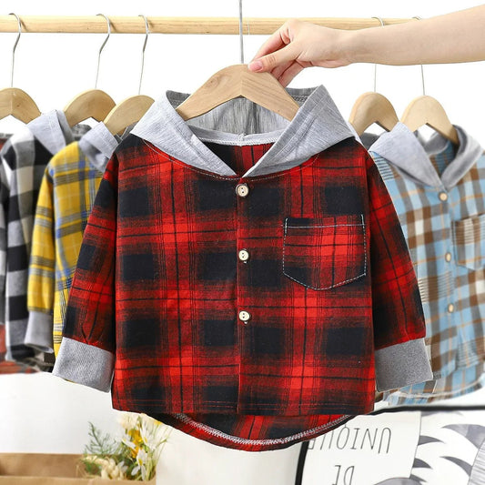 Kids Plaid Hoodie with Soft Fabric and Stylish All Season Design - Amiba