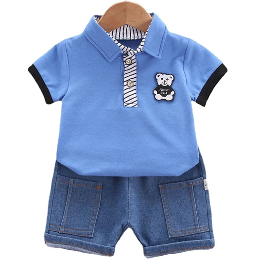 Korean Style Baby Outfit with Soft Cotton for Summer Wear.