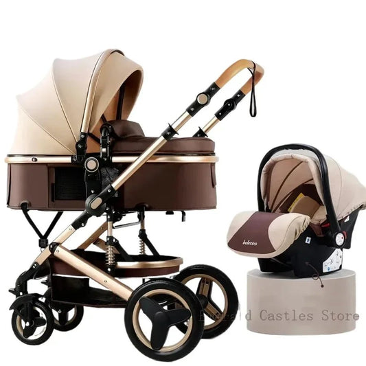 Luxury 6 in 1 baby stroller set with multi functional design, foldable frame, and travel system comfort for infants and parents on the go.