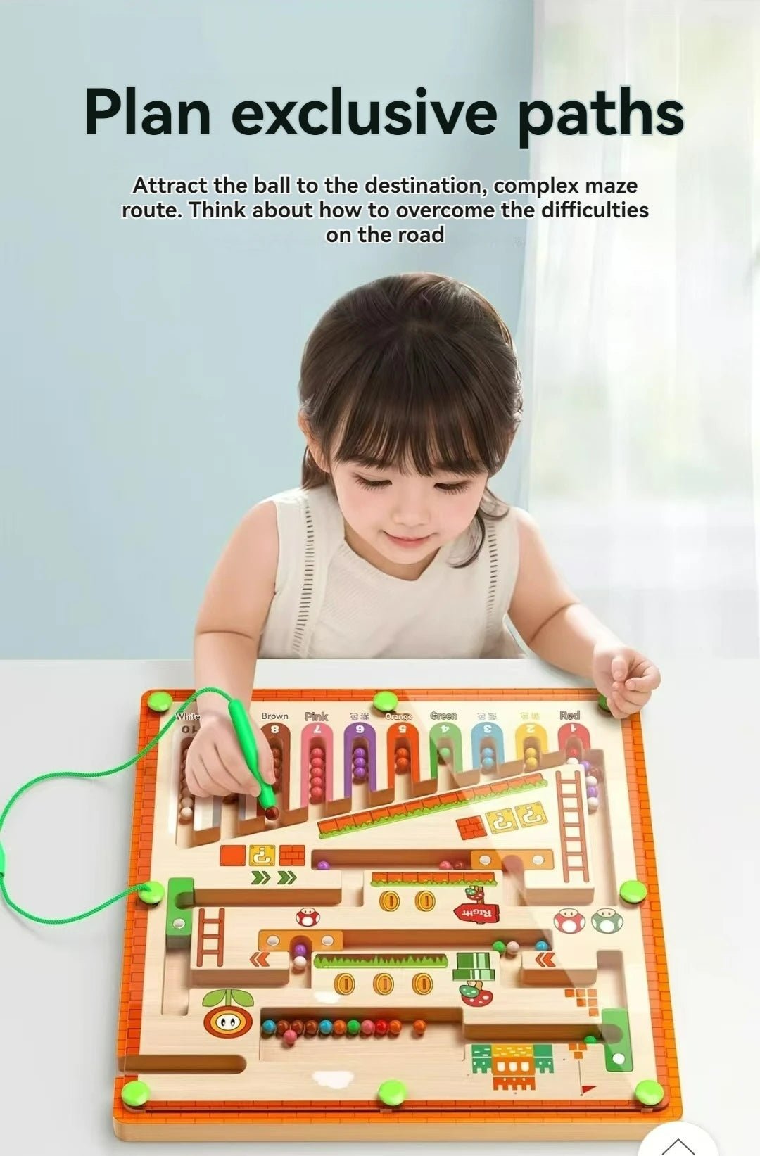 Interactive magnetic maze puzzle for kids 3+ helps develop logic patience and concentration in a fun hands on learning activity.