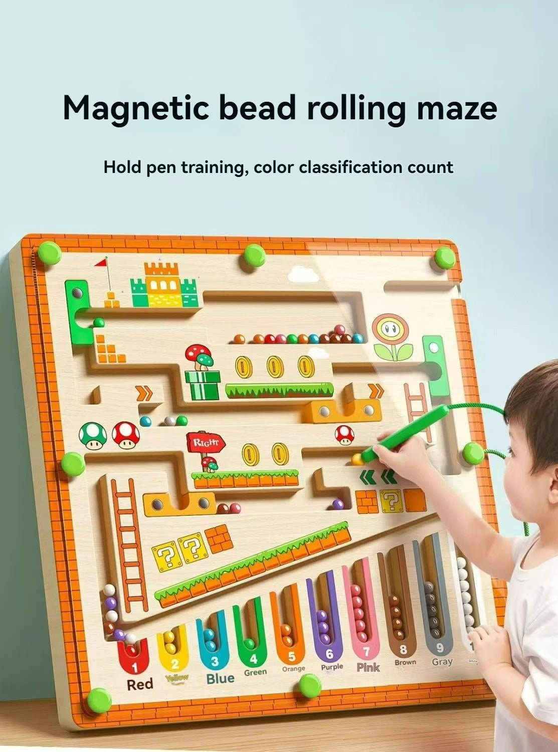 Magnetic maze puzzle toy suitable for ages 3 and up develops logic skills hand eye coordination and patience through creative play.