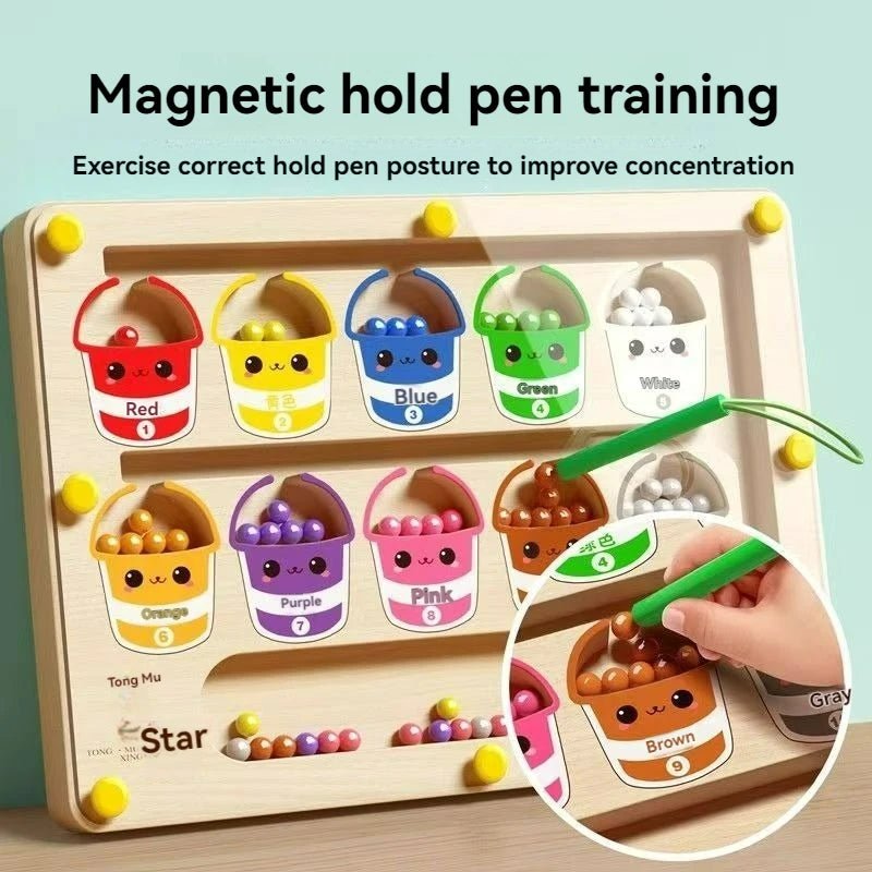 Magnetic maze puzzle toy designed for kids ages 3 and up promotes critical thinking concentration and problem solving through play.