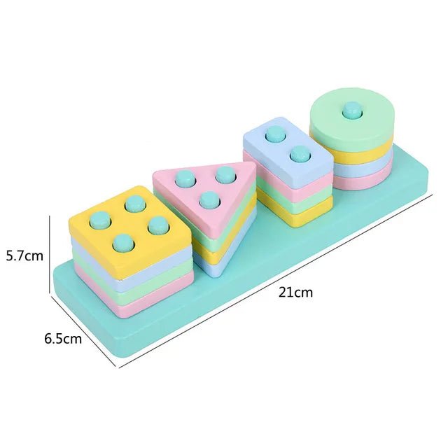 Encourage toddler learning with Montessori Macaron Color Blocks, a creative wooden toy designed for safe color sorting, stacking, and interactive fun.