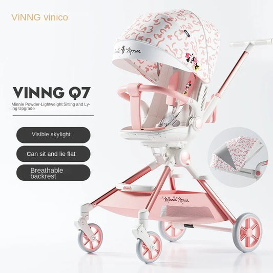 Pink travel baby stroller with lightweight frame and foldable compact design for stress-free outings, combining safety, comfort, and portability anywhere.