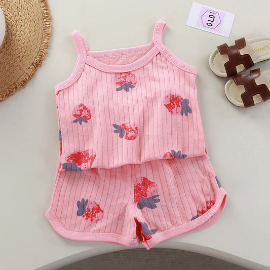 Summer Cotton Baby Play Set Breathable Stylish Outfit for Kids - Amiba