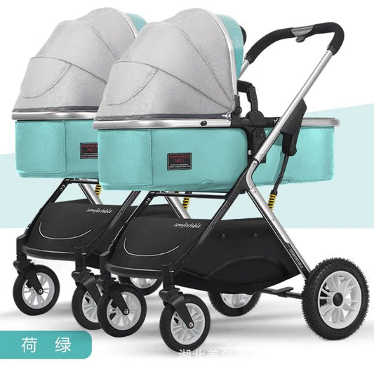 Twin Adventure Baby Stroller lightweight and foldable design ensures safe and comfortable travel for twins on every family outing.