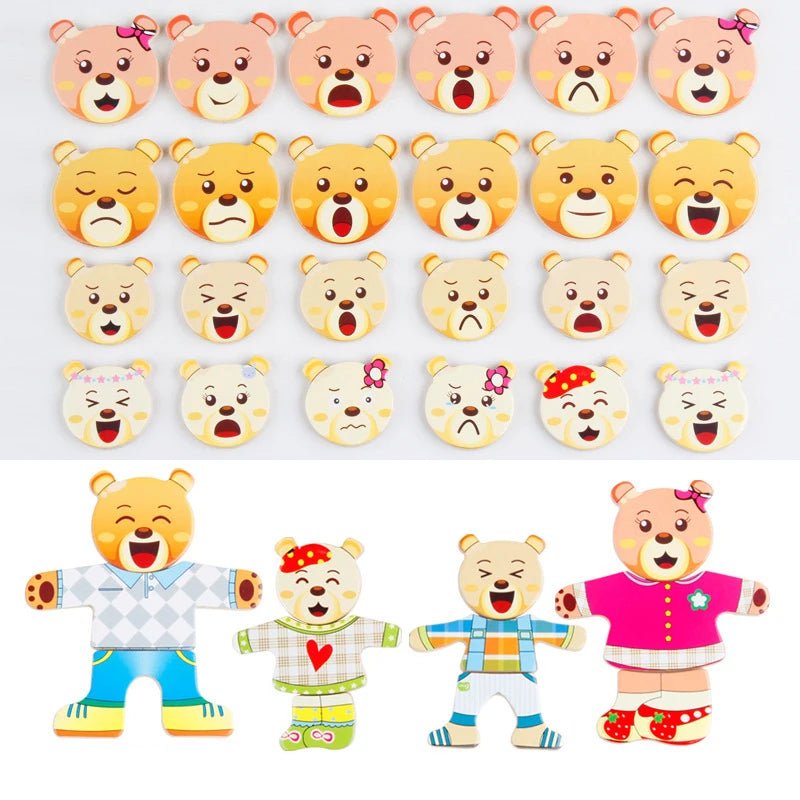 Educational Wooden Puzzle Set for 3–6 year olds enhances imagination and motor skills through fun animal family dress-up play.