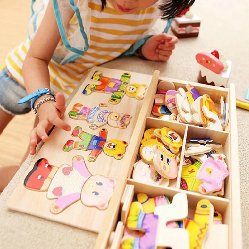 Educational Wooden Animal Family Puzzle enhances creativity and role play for kids ages 3–6 through engaging dress-up fun.