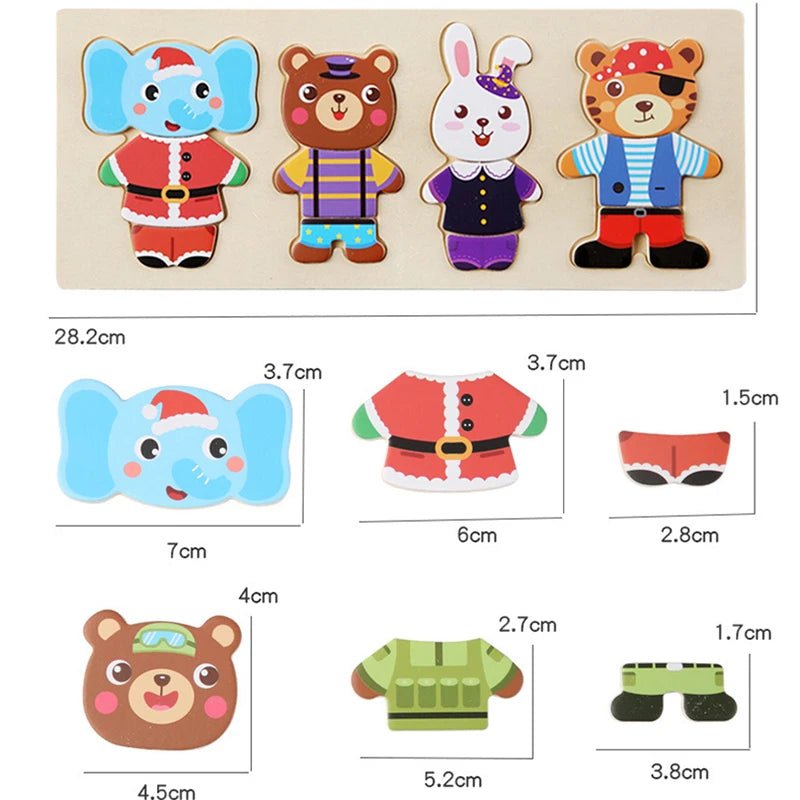 Animal Family Wooden Puzzle keeps kids 3–6 entertained with role play while enhancing motor skills, problem-solving, and creativity.