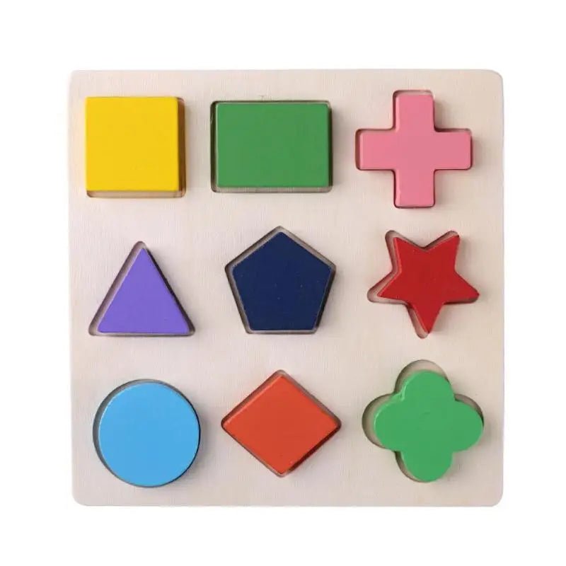 Wooden Geometric Shapes Puzzle – Montessori Sorting & Math Toy - Amiba