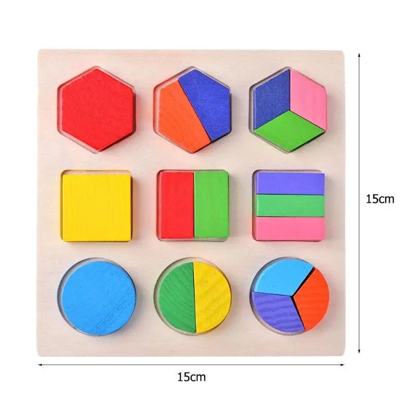 Wooden Geometric Shapes Puzzle – Montessori Sorting & Math Toy - Amiba