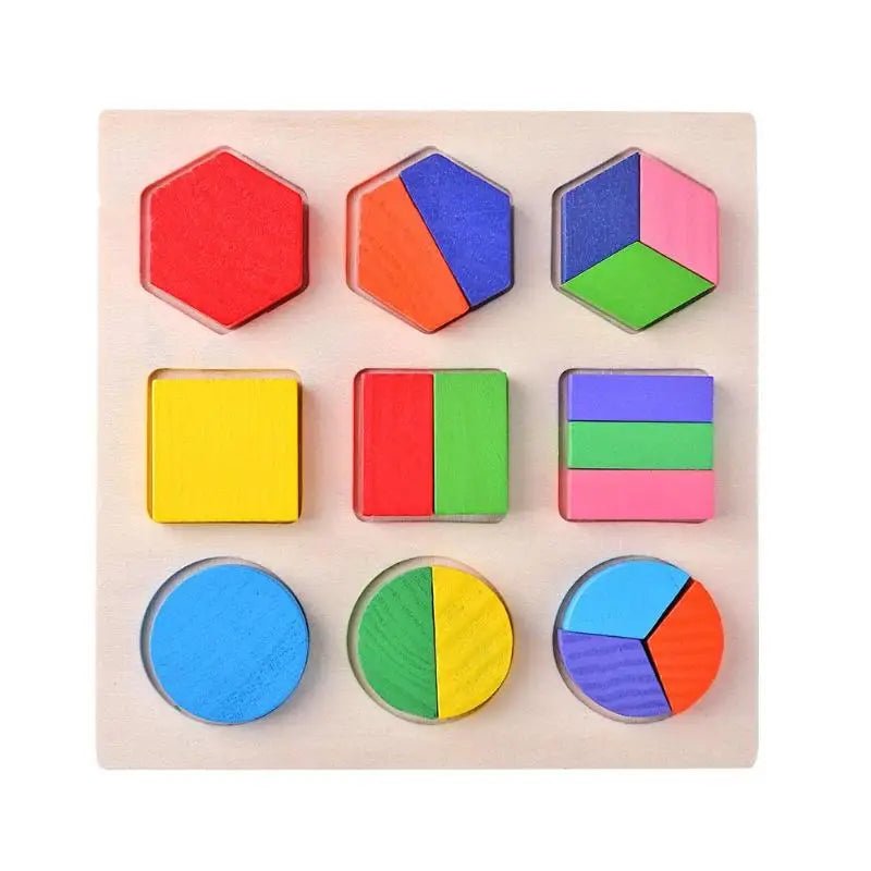 Wooden Geometric Shapes Puzzle – Montessori Sorting & Math Toy - Amiba