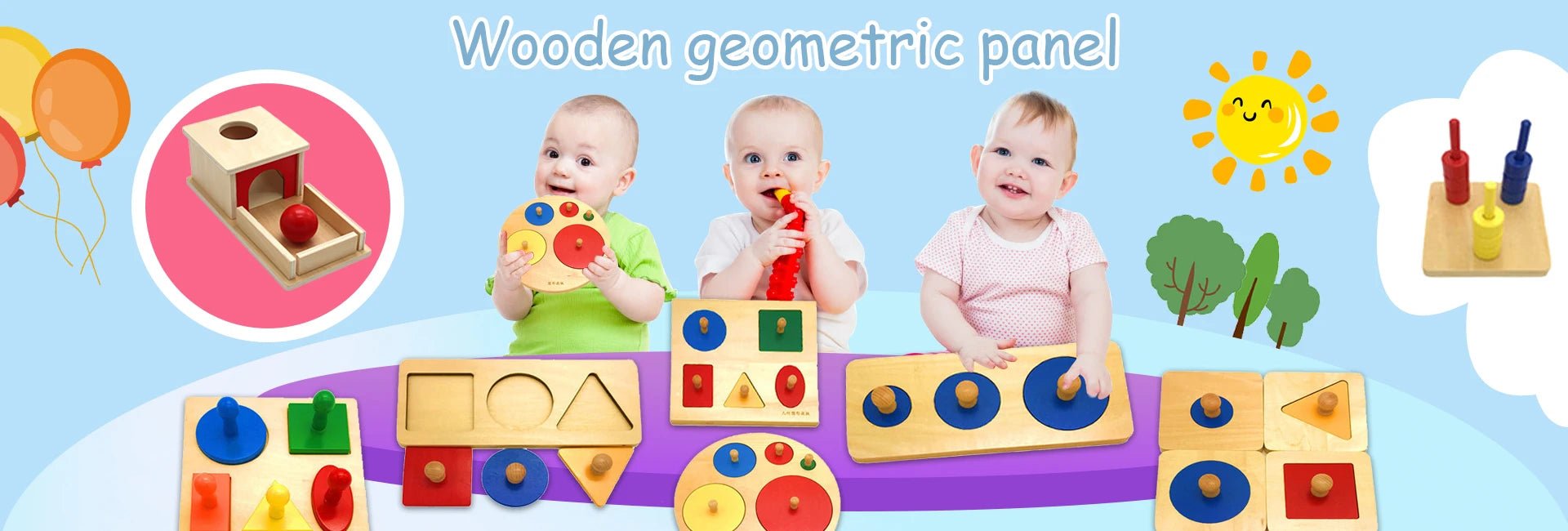Wooden Geometric Shapes Puzzle – Montessori Sorting & Math Toy - Amiba