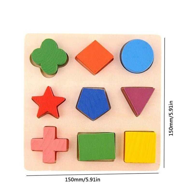 Wooden Geometric Shapes Puzzle – Montessori Sorting & Math Toy - Amiba