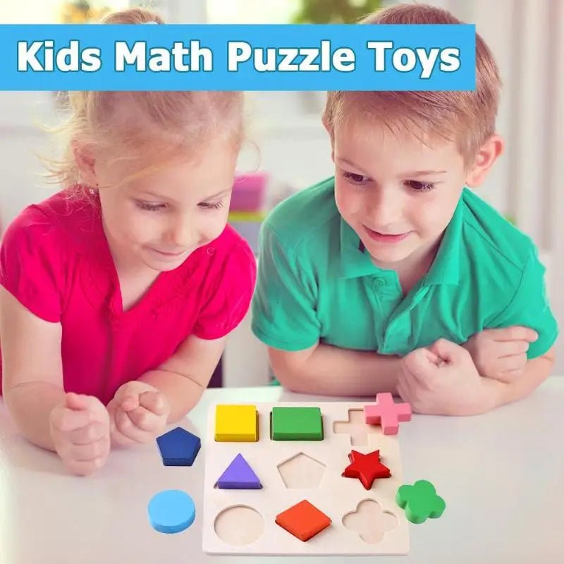 Wooden Geometric Shapes Puzzle – Montessori Sorting & Math Toy - Amiba