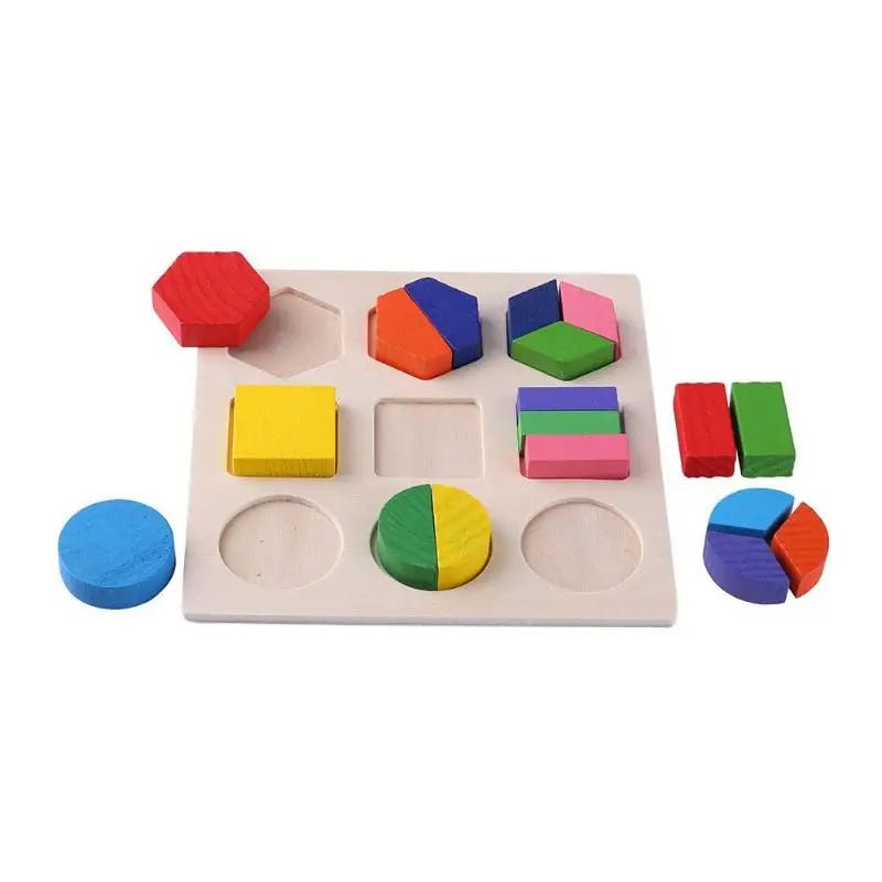 Wooden Geometric Shapes Puzzle – Montessori Sorting & Math Toy - Amiba