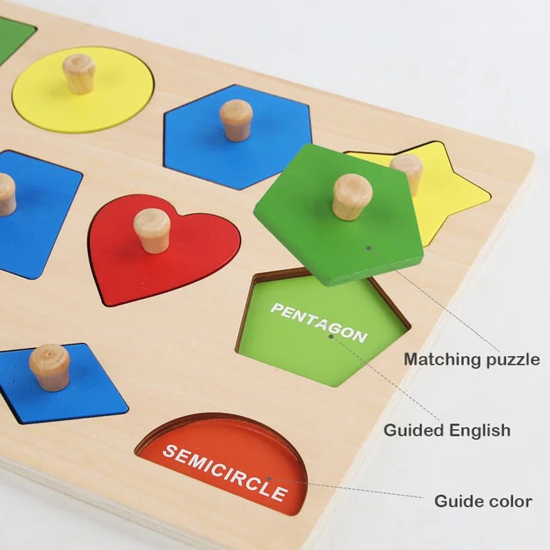 Wooden Shape Matching Puzzle – Fun Cognitive & Motor Skill Toy - Amiba