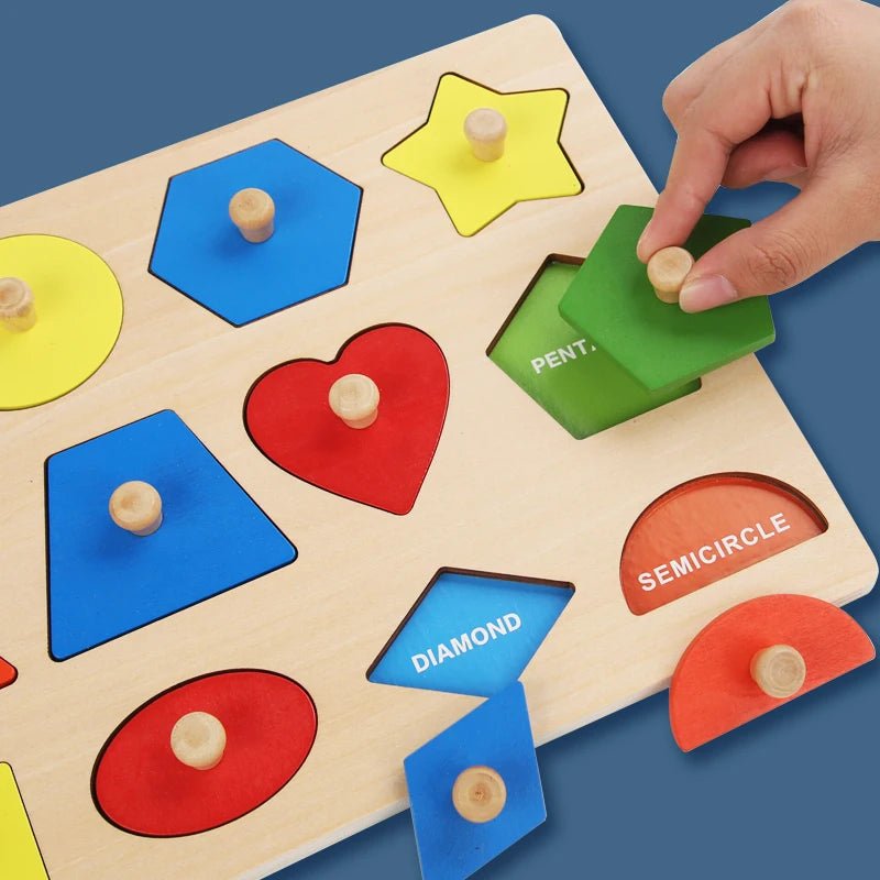 Wooden Shape Matching Puzzle – Fun Cognitive & Motor Skill Toy - Amiba
