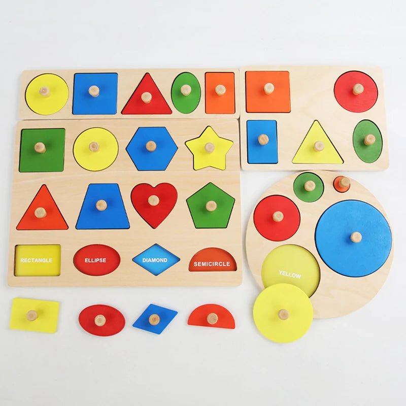 Wooden Shape Matching Puzzle – Fun Cognitive & Motor Skill Toy - Amiba