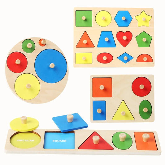 Wooden Shape Matching Puzzle – Fun Cognitive & Motor Skill Toy - Amiba